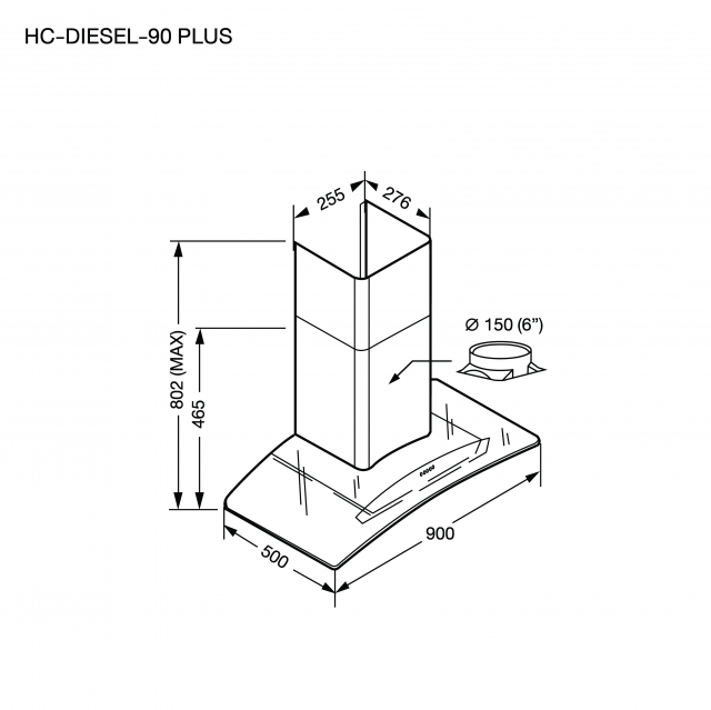 เครื่องดูดควันติดผนัง แบบกระโจม HC-DIESEL PLUS-90  | EVE ออนไลน์